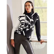 Heine Rollkragenpullover gemustert Schwarz / Ecru 36