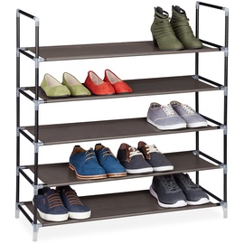 Relaxdays Schuhregal Stecksystem, 5 Ebenen, Schuhablage für 20 Paar Schuhe, Metall & Stoff, HBT 90,5x87x29,5 cm,