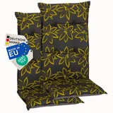 NYVI Hochlehnerauflage Hochlehner Auflagen 2er Set Barcelona - Gartenstuhlauflagen 118x50cm, (2 St), Stuhlauflage, Sitzauflage mit Halteband, UV-fest gelb|grau