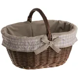 e-wicker24 Alles aus Weide Dunkelbrauner Einkaufskorb aus Weide, retro Bügelkorb, Vintage Stil, Weidenkorb, oval