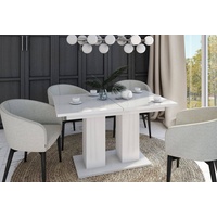 designimpex Esstisch Design Esstisch Tisch DE-1 Weiß Hochglanz ausziehbar 130 bis 170 cm weiß