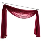 Ricemru Extra Lang Querbehang Freihanddeko Weinrot Vorhangschal Transparentem Voile Querbehang Gardine Schals Hochzeit Bogen Dekoration Wohnzimmer Schlafzimmer,140x600cm