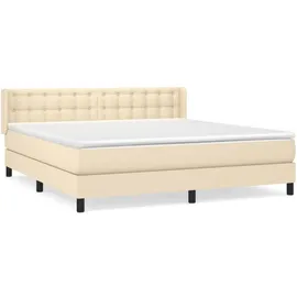 vidaXL Boxspringbett mit Matratze Creme 180x200 cm Stoff