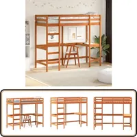 Vidaxl - Hochbett mit Schreibtisch Wachsbraun 80x200cm Massivholz Kiefer - Hochbett - Jugendzimmer - Kinderschlafzimmer - Schreibtischbett - Holzbett