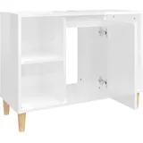 vidaXL Waschbeckenunterschrank Hochglanz-Weiß 80x33x60cm Holzwerkstoff