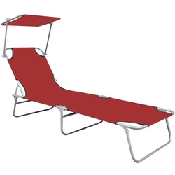 vidaXL Klappliege mit Sonnenschutz Rot Aluminium