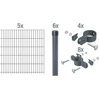 GAH Alberts Alberts Doppelstabmattenzaun Rundpfosten, Höhe 100 cm, Länge 10 m, anthrazit - Grau