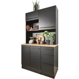 Buffet BASIC BY BALCULINA "Jazz", schwarz, schwarz, lancelot eichefarben, B:120cm H:211cm T:60cm, Holzwerkstoff, Schränke, Buffet, Breite 120cm, Türen, Schubkästen, offenes Fach