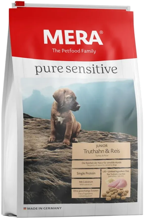 mera pure sensitive Junior Truthahn/Reis Hundetrockenfutter 4 Kilogramm