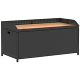 furnicato Truhenbank Bank mit Stauraum Schwarz 100x50x52 cm Poly Rattan Akazienholz schwarz
