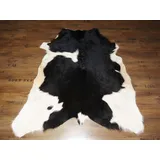 KUHFELL Kalbfell Stierfell Fell Teppich schwar - Weiss 140x120cm #780