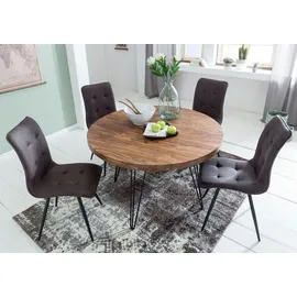 FineBuy Esszimmertisch Rund Ø 120 cm Sheesham braun