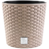 Blumentopf, in Rattan-Optik,Rund Blumentopf, pflanzkübel, Ink. Einsatz, Vielseitiger, übertöpfe, Blumenübertopf, übertopf, Verfügbar in 4 Größen und 4 Farben - Stilvolles Design (Beige, ø 20 cm)