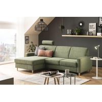 Traumnacht Limoux Sofa 2-Sitzer mit Recamiere, links und verstellbarer Kopfstütze, grün, produziert nach deutschem Qualitätsstandard