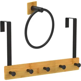 Relaxdays Handtuchring Set Schwarz