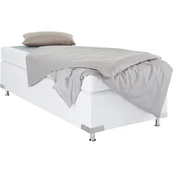 Boxspringbett "Holland", weiß, B:102cm L:201cm, Microvelours (100% Polyester), WESTFALIA SCHLAFKOMFORT, Komplettbetten, Boxspringbett, ohne Kopfteil, frei im Raum stellbar