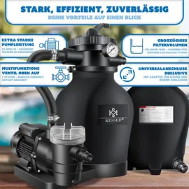 Kesser Sandfilteranlage 10.200 l/h inkl. 700 g Filterbälle + Schlauchschellen 4 St. blau
