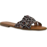 VAN HILL Damen Pantoletten in Grau Leopard