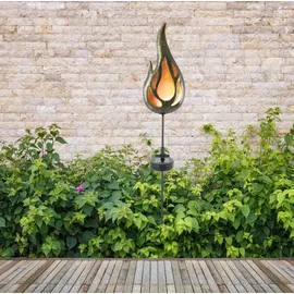 NÄVE LED Solar Erdspieß Flamme Metall H: 84cm 1 Stück orange bronze
