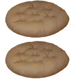 Set aus 2 Sitzkissen Rund 40 cm - Stuhlkissen Rund 5 cm Dicke mit Anti-Rutsch, Bodenkissen Sitzpolster Rund für Indoor Outdoor, Sitzkissen Schule Komfortable Auflagen Kissen & Polster (Light Coffee)