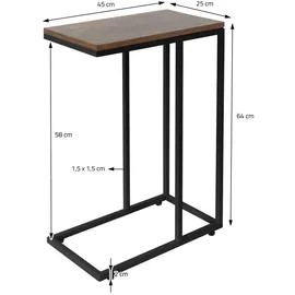 ML-Design Beistelltisch C-Form 45x25x64 cm Metallgestell