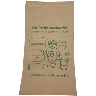 200 Stück Papiermüllbeutel Bio-Abfallbeutel mit Druck 20 + 16 x 36 cm