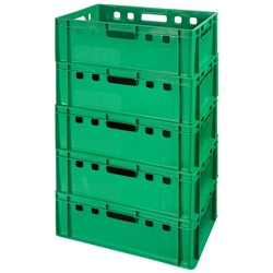 Logiplast Transportbehälter Eurokisten E2 Metzgerkiste Grün, (Spar-Set, 5 Stück), Lebensmittelecht, stapelbar, widerstandsfähig grün