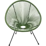 Kare Design Sessel Acapulco, Grün, Indoor und Outdoor Stuhl im Retro-Design, Gartenstuhl, Relaxsessel für Balkon, Garten, Terrasse, Schwarzes Stahlgestell, 85x73x78 cm (H/B/T)