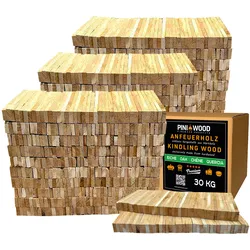 PINI 30 kg Brennholz Anzünder aus Eichenholz Anmachholz für Kamin Grill Lagerfeuer Feuerschale
