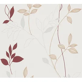A.S. Création Vliestapete Floral Blätter Ranken Cremeweiß/Beige/Rot 10,05 x 0,53 m 2497-39