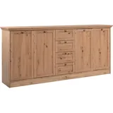 Livetastic Sideboard Eiche Artisan Metall, 4 Fächer, 4 Schubladen, 200x90x40 cm,