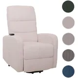 Mendler Fernsehsessel HWC-K62, Relaxsessel TV-Sessel Liege, Liegefunktion Aufstehhilfe, Metall Stofff/Textil Cord ~ creme-weiß