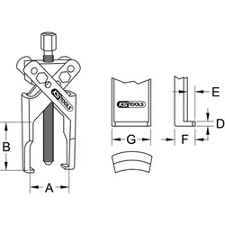 Universal-Abzieher 2-armig mit schlanken Haken, 6-100mm