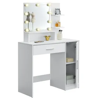 Juskys Schminktisch Zoey mit LED Beleuchtung,
