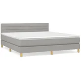 vidaXL Boxspringbett mit Matratze Hellgrau 180x200 cm Stoff