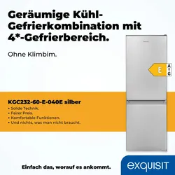 Exquisit Kühl-Gefrierkombination KGC232-60-E-040E silber | 173 l Nutzinhalt | Silber