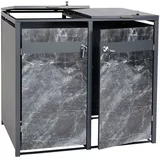 Proregal Mülltonnenbox 2er 117x132x80cm Anthrazit Marmor-Optik dunkel