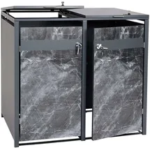 Proregal Mülltonnenbox 2er 117x132x80cm Anthrazit Marmor-Optik dunkel