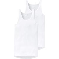 SCHIESSER Herren Unterhemd 2er-Pack, ärmellos, Feinripp Shirt 0/0 2er Pack 005121/100, Weiß,