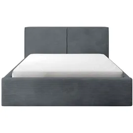 Selsey Doppelbett Farese - Bett mit Polsterrahmen, Cordbezug 160 cm, grau - Grau
