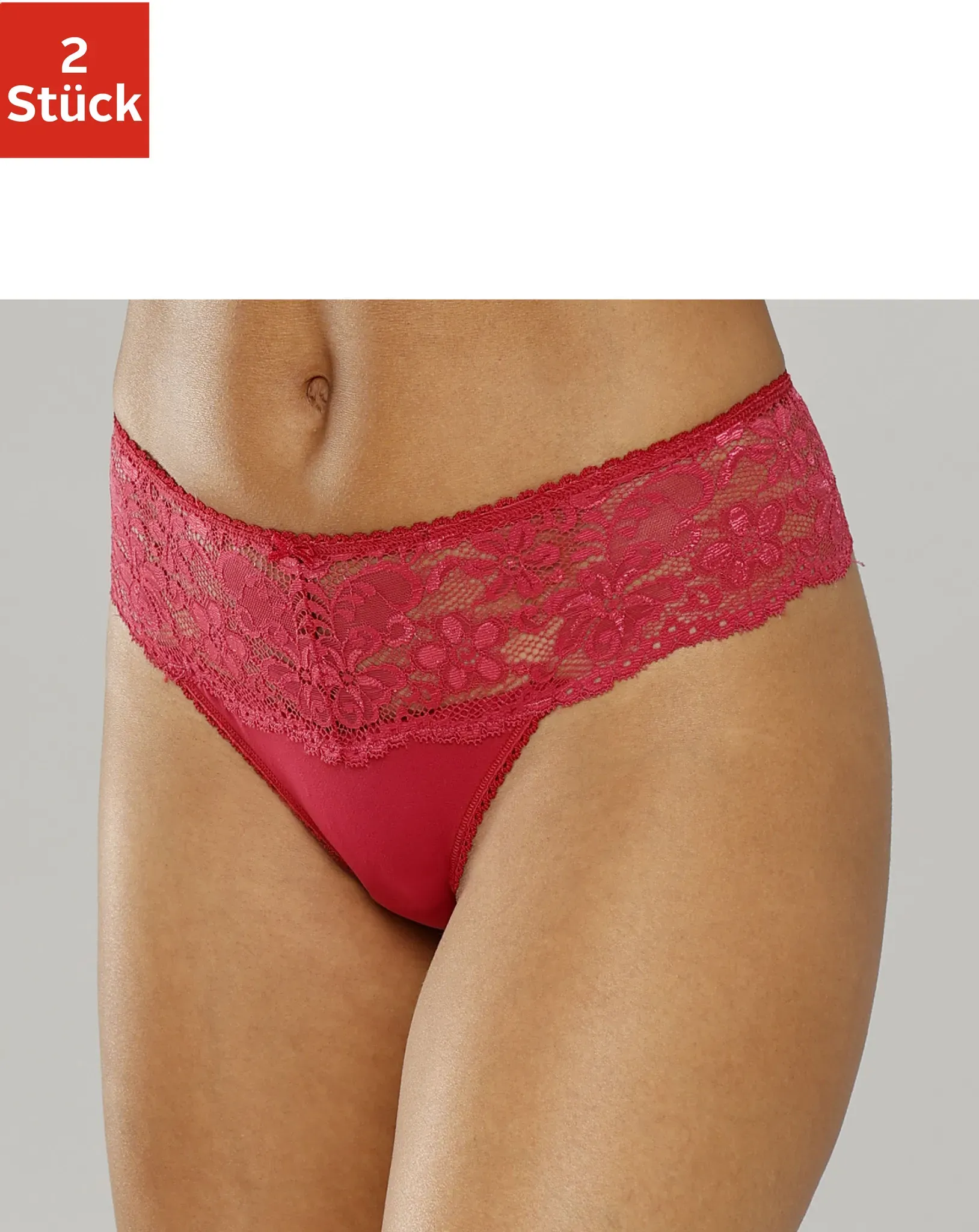 String NUANCE, Damen, Gr. 36/38, rot (2xrot), Spitze, Obermaterial: 85% Polyamid, 15% Elasthan, körpernah, Unterhosen String, Dessous mit breitem Spitzenband