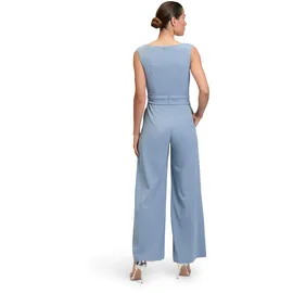 Vera Mont Overall VERA MONT "Damen mit weitem Bein", Damen, Gr. 44, Normalgrößen, blau (light steel blau), Crêpe, Obermaterial: 95% Polyester, 5% Elasthan; Futter: 100% Polyester, ausgestellt, U-Boot-Ausschnitt, Overalls Overall, Bunddetail