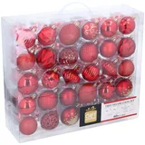 giftsome 60 Weihnachtskugeln Set - Christbaumkugeln Rot - Weihnachtsbaum Deko - Christbaumschmuck - Weihnachtsbaumkugeln - Für den Innen- und Außeneinsatz - Kunststoff