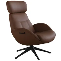 Relaxsessel FLEXLUX "Relaxchairs Elegant", braun (old chestnut braun), B:90cm H:107cm T:89cm, Sessel, Premium Komfort, Rücken- & Kopfteilverstellung, drehbar, Fuß schwarz