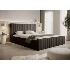FEDVE Polsterbett Doppelbett Safi Modern Bett Bettkasten Schlafzimmer 180x200 cm Olivgrün (Abriamo 1 - Bouclé) - Grün