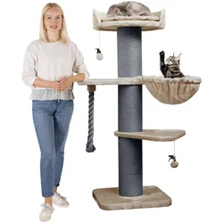 HAPPYPET Premium Kratzbaum Grosse Katzen Stabil 'Cooper' – 150 cm Großer Katzenbaum   Cappuccino