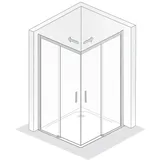 HSK 129014-1-600 Favorit Schiebetür Eckeinstieg 4-teilig Bodenfrei Ecklösung 800x800x2000mm Alu Silber-Matt Mattglas Edelglasbeschichtung 129014-1-600-hsk