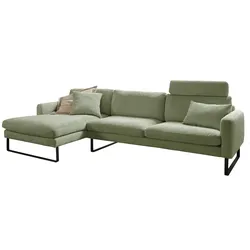 KAWOLA Sofa RICARDA Ecksofa Cord olivgrün Recamiere links