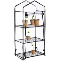 Relaxdays Foliengewächshaus Stahl Schwarz PVC 126 x 59 x 37 cm