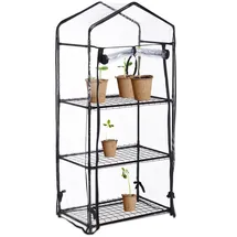 Relaxdays Foliengewächshaus Stahl Schwarz PVC 126 x 59 x 37 cm